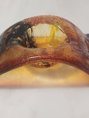 Handmade glass tealight holder used, blown glass