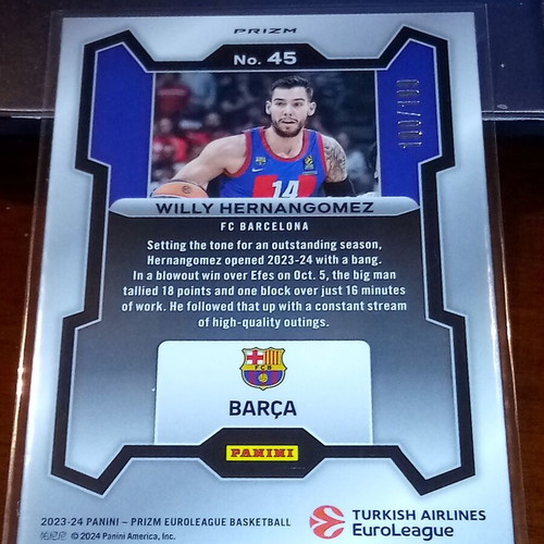 Panini Prizm Euroleague 2023-24 Willy Hernangomez blue card like new