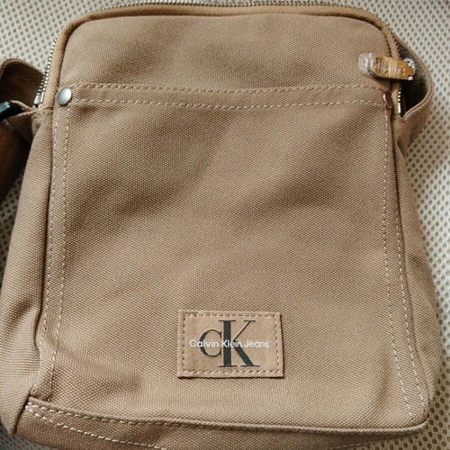 Calvin Klein Jeans fabric crossbody bag beige new