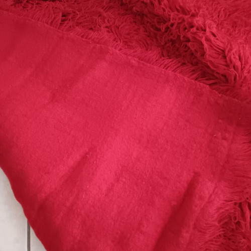 Flokati rug like new, burgundy red, 185x250 cm