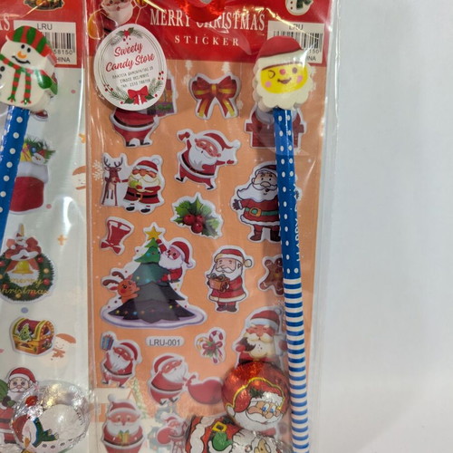 Christmas gifts new, set of 3 with stickers, pencil, eraser, chocolates