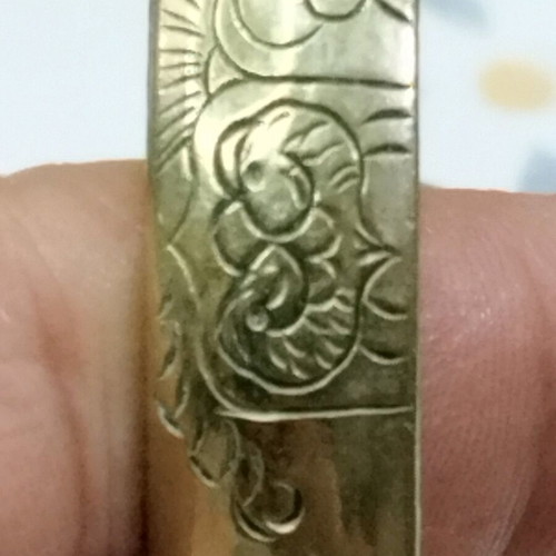 Antique handmade cuff bracelet used, gold color (~1900)