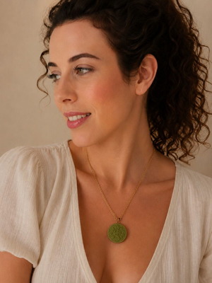 Oreo cookie pendant dark green with polymer clay