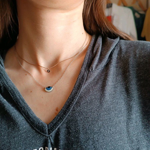 Thin 925 silver pendant with black zircon Katerina Vassou like new