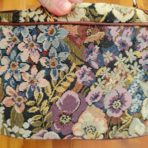 Vintage σακίδιο πλάτης tapestry με δερμάτινες λεπτομέρειες μεταχειρισμένο