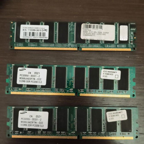 PC 3200 512MB RAM used, pack of 3 modules