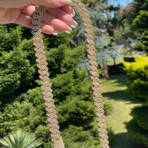 Baguette diamond Cuban link chain like new, gold plated