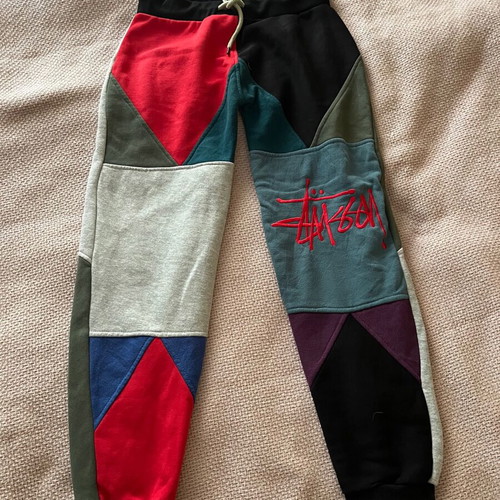 Boys' Patchwork Sportswear Pants like new, size S, gray and red