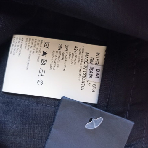 High Dark Blue Linen Pants for Women, Size S, Like New