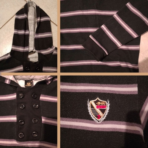 Two men's sweaters used, Range cotton striped and Block jeans fleece