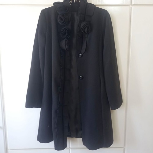 Black women's coat with flowers like new, made in Italy