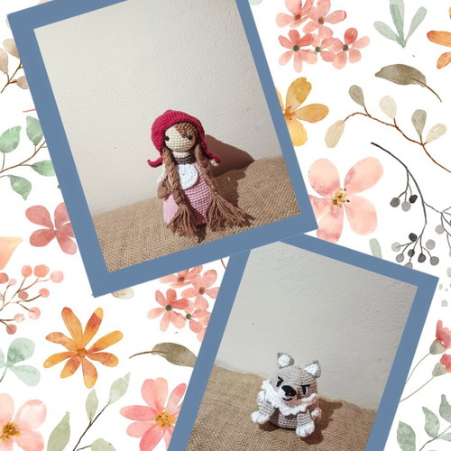 Reversible knitted doll Little Red Riding Hood and the Wolf