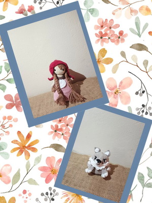 Reversible knitted doll Little Red Riding Hood and the Wolf