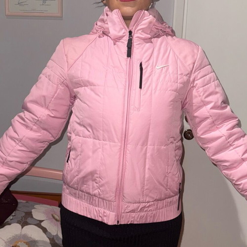 Nike girls' pink puffer jacket, size S, age 11-13