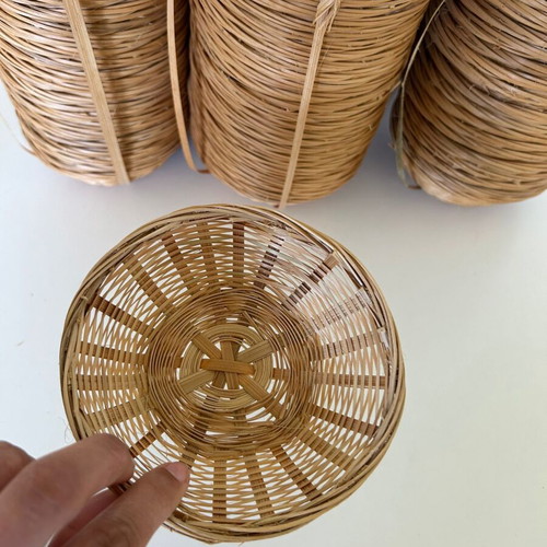 Set of 100 round wicker baskets, 12 cm