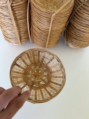 Set of 100 round wicker baskets, 12 cm