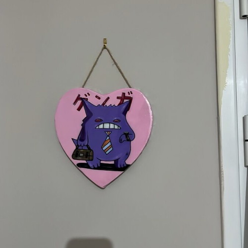 Melancholic Gengar new wall decoration with pink heart
