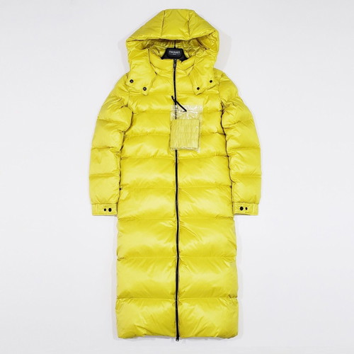 Twinset women's long winter down jacket new, yellow-green, M-L
