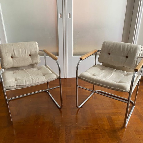 Canvas armchairs, set of 2