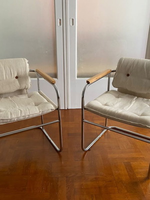 Canvas armchairs, set of 2