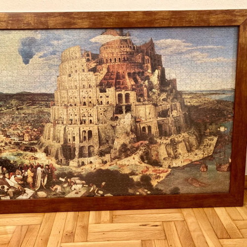 Puzzle Babel Tower 1500 pieces used with wooden frame Ravensburger