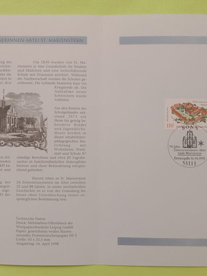 Germany 1998 First Day Cover Stamp, Bonn cancellation