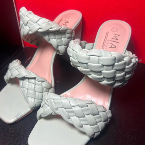 Pistachio mules size 39, 10cm heel, like new, turquoise
