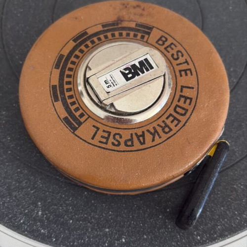 BMI 5m Leather Tape Measure, vintage German tool