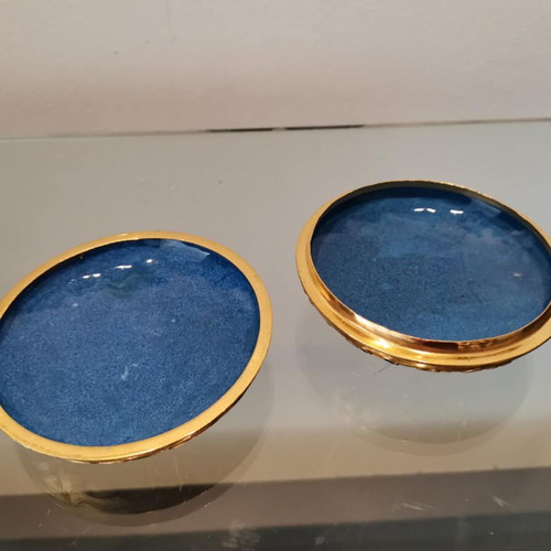 Cloisonne jewelry box used, gold tone with floral motifs and butterflies