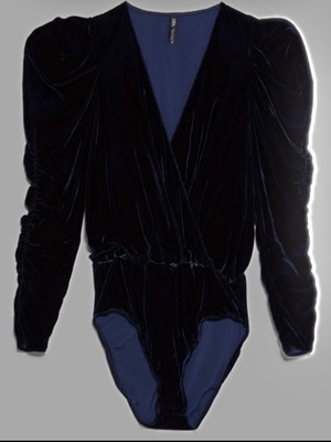 Zara velvet bodysuit used, blue, size XS