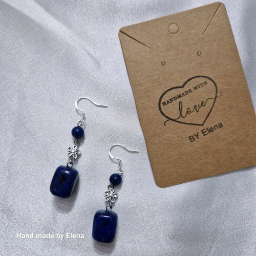 Hypoallergenic handmade earrings with natural lapis lazuli stone new