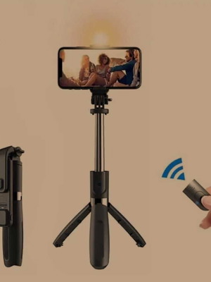 Bluetooth selfie stick with lighting and wireless remote control new