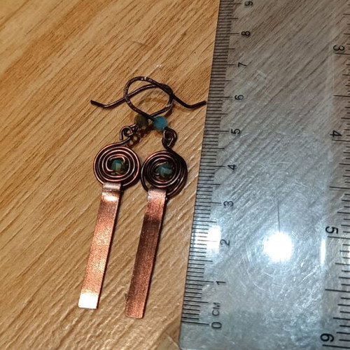 Bronze earrings with turquoise beads new, handmade