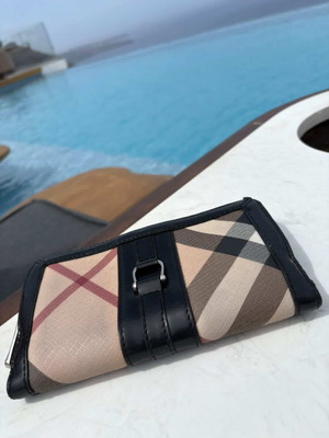Burberry Nova Check PVC and Patent Leather Flap Continental Wallet used