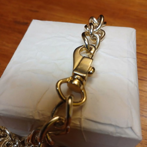 Bag chain used, lightweight, gold tone, 45 cm double length