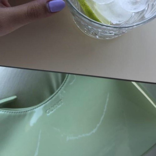 Glynit shoulder bag used, vinyl look, soft mint green