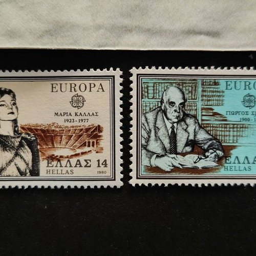 Γραμματόσημα Europa CEPT 1980 Μαρία Κάλλας & Γιώργος Σεφέρης σαν καινούργια