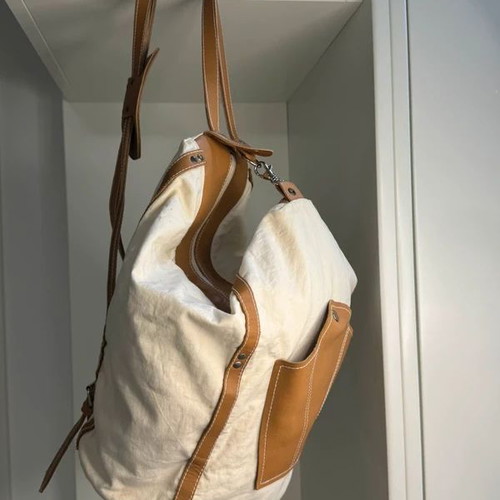 Shoulder backpack bag new, beige and brown