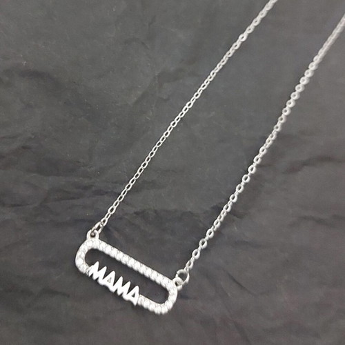 Mama Necklace new, stainless steel with rhinestones