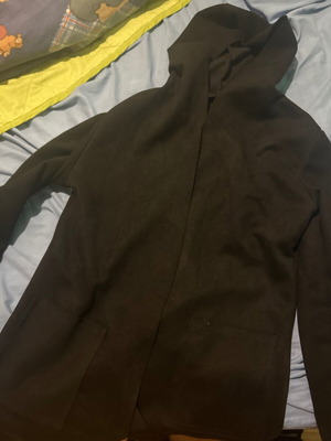 Velvet jacket black like new with hood and pockets