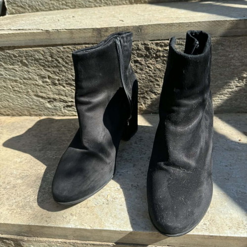 Prima suede black ankle boots used, size 38, 5 cm heel