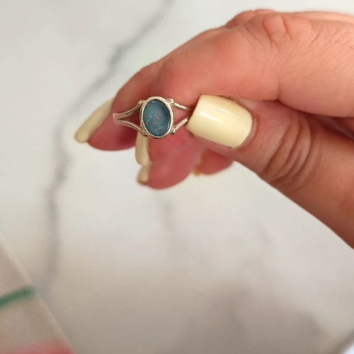 Silver ring 925 with natural blue opal stone like new