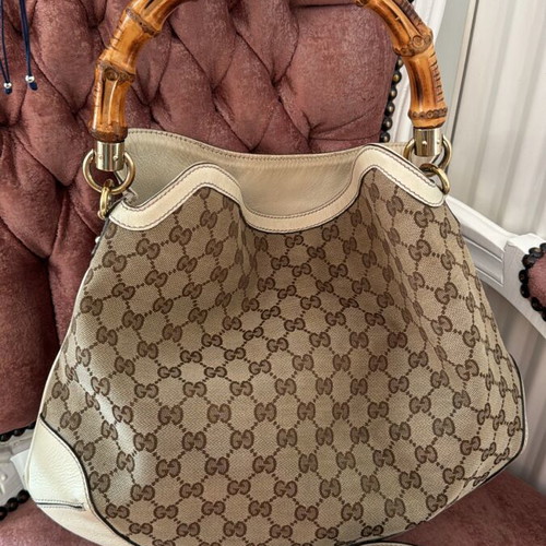 GucciGG Canvas Bamboo Peggy Hobo used Gucci bag