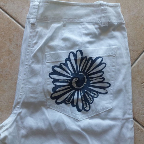 Rannia White Cotton Pants Size 38 Premium Quality Designer Details
