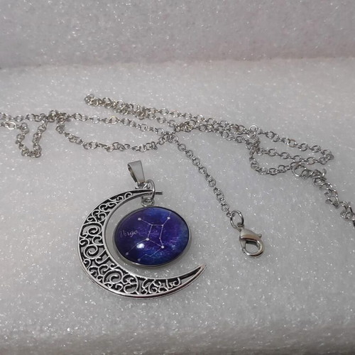 Pendant Virgo Zodiac Half Moon stainless steel like new