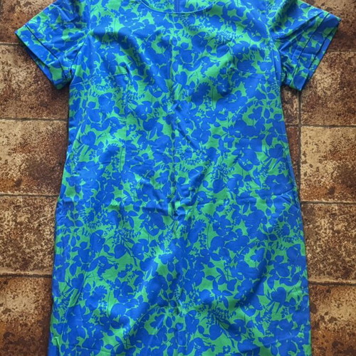 Baziana SS22 dress with blue and green floral pattern, new