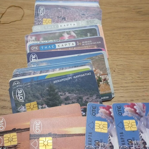 Phone cards used, pack of 50 pairs with black and red chip