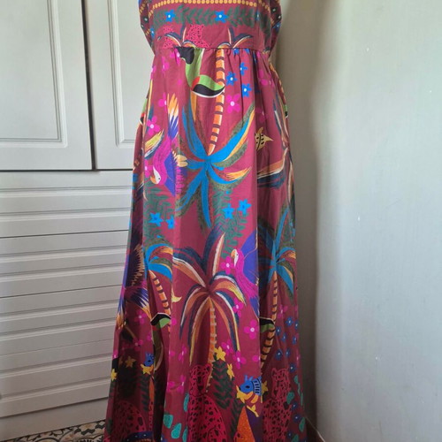 Maxi printed dress S/M cotton new, colorful summer print
