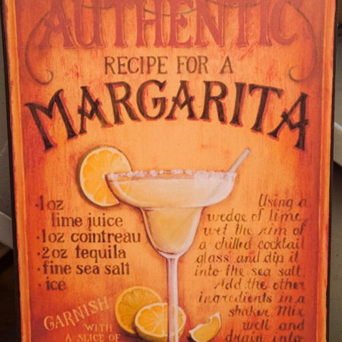 Wooden Margarita cocktail wall sign like new, vintage style