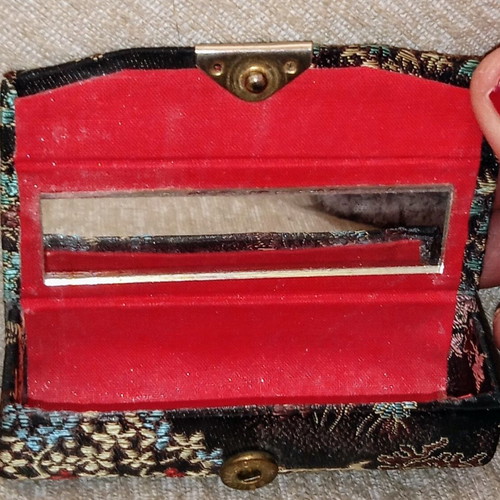 Vintage embroidered brocade lipstick and jewelry box like new